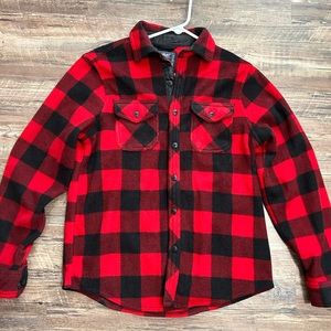 Men’s Red & Black Buffalo Plaid Flannel Button Up Shirt sz. Small